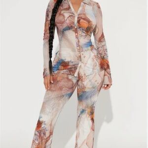 Abstract Print Gisela Pants set sand combo